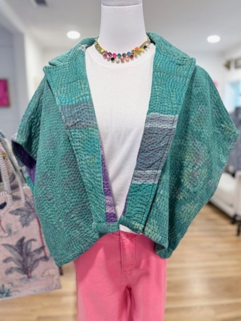 NWT ONE OF A KIND PONCHO - TURQUOISE/PURPLE